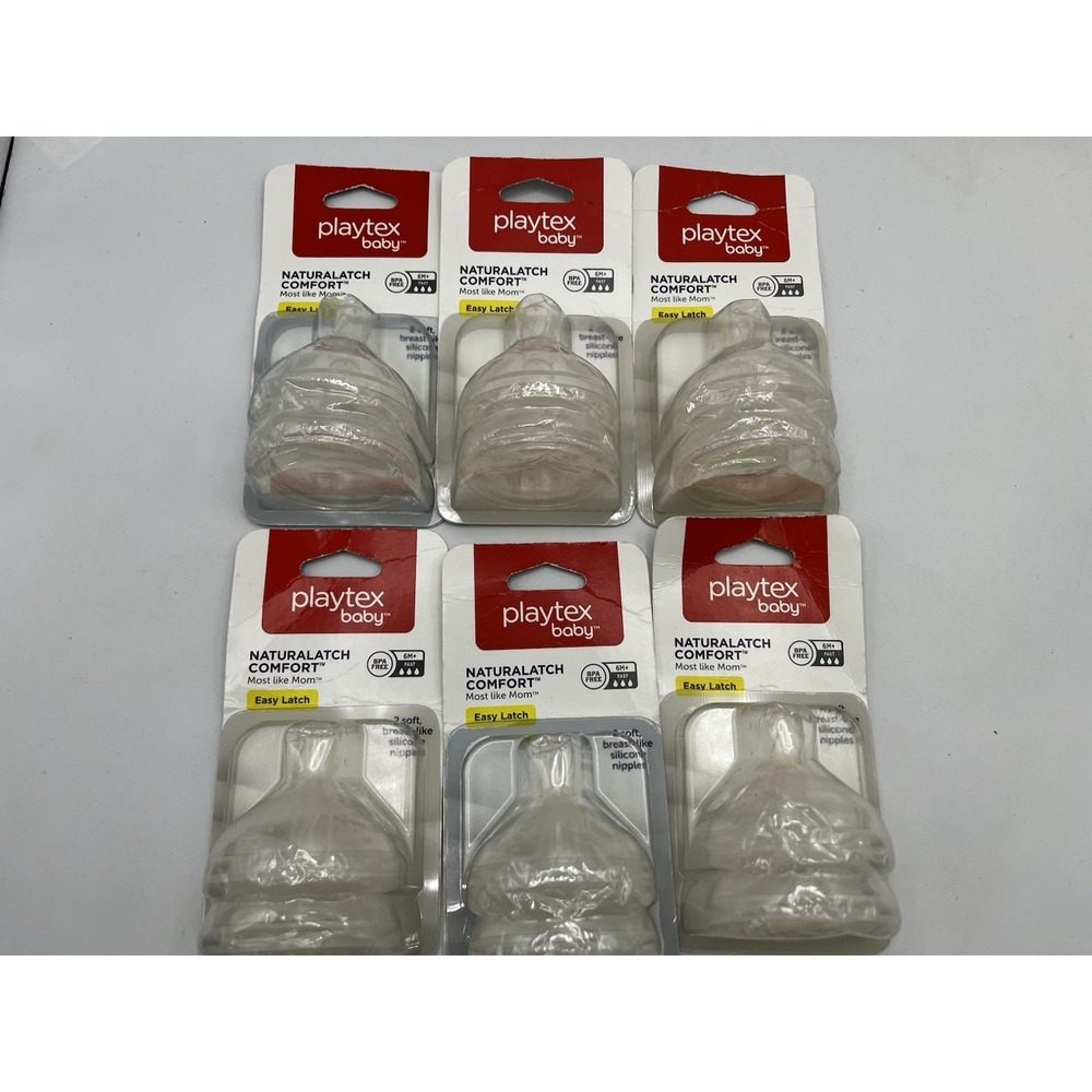 6x Playtex NaturalLatch Comfort Silicone Bottle Nipples 6M+ FastFlow (12) Total